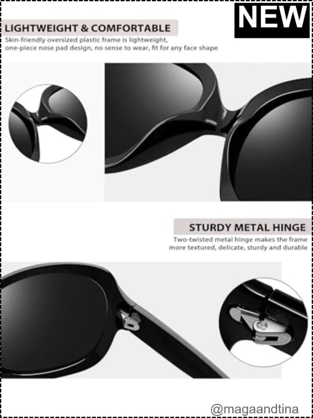 Oversized Butterfly Sunglasses for Women Polarized UV Protection